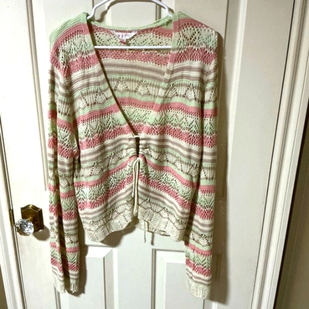 No Boundaries Pastel Striped Knit Cardigan Sz: XXL